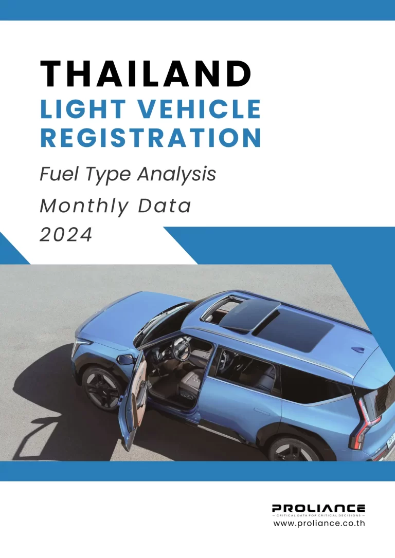 Thailand Light Vehicle Registration - Fuel Type Analysis Monthly Data 2024 1 Thailand light vehicle registration fuel type analysis report showing modern electric SUV with doors open