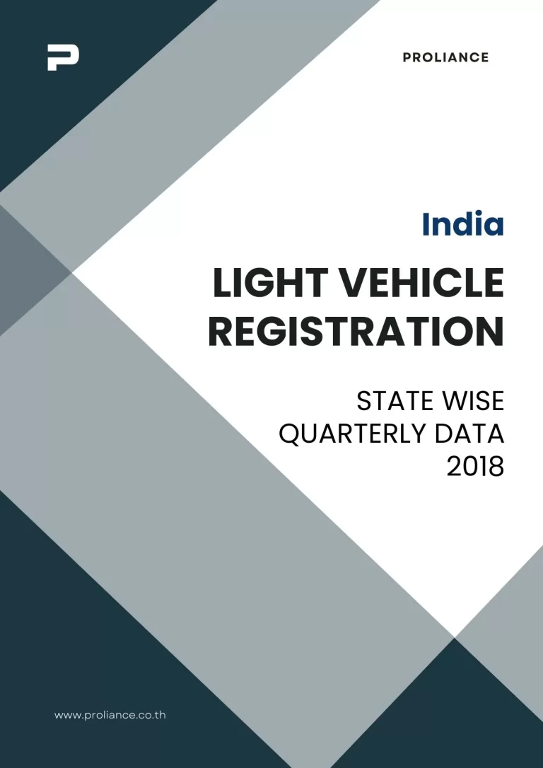 India Light Vehicle Registration - State Wise Quarterly Data 2018 1 India Light Vehicle Registration state wise quarterly data 2018 report cover with geometric design and Proliance branding