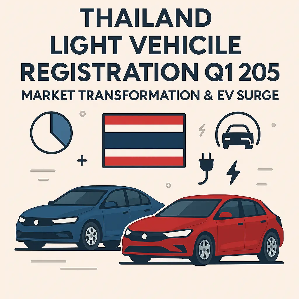 Thailand Light Vehicle Registration Q1 2025 market transformation and EV surge report cover with cars and Thai flag