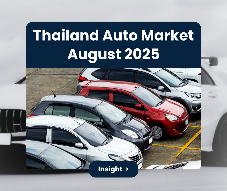 Aerial view of various parked cars in a lot representing Thailand auto market August 2025 trends